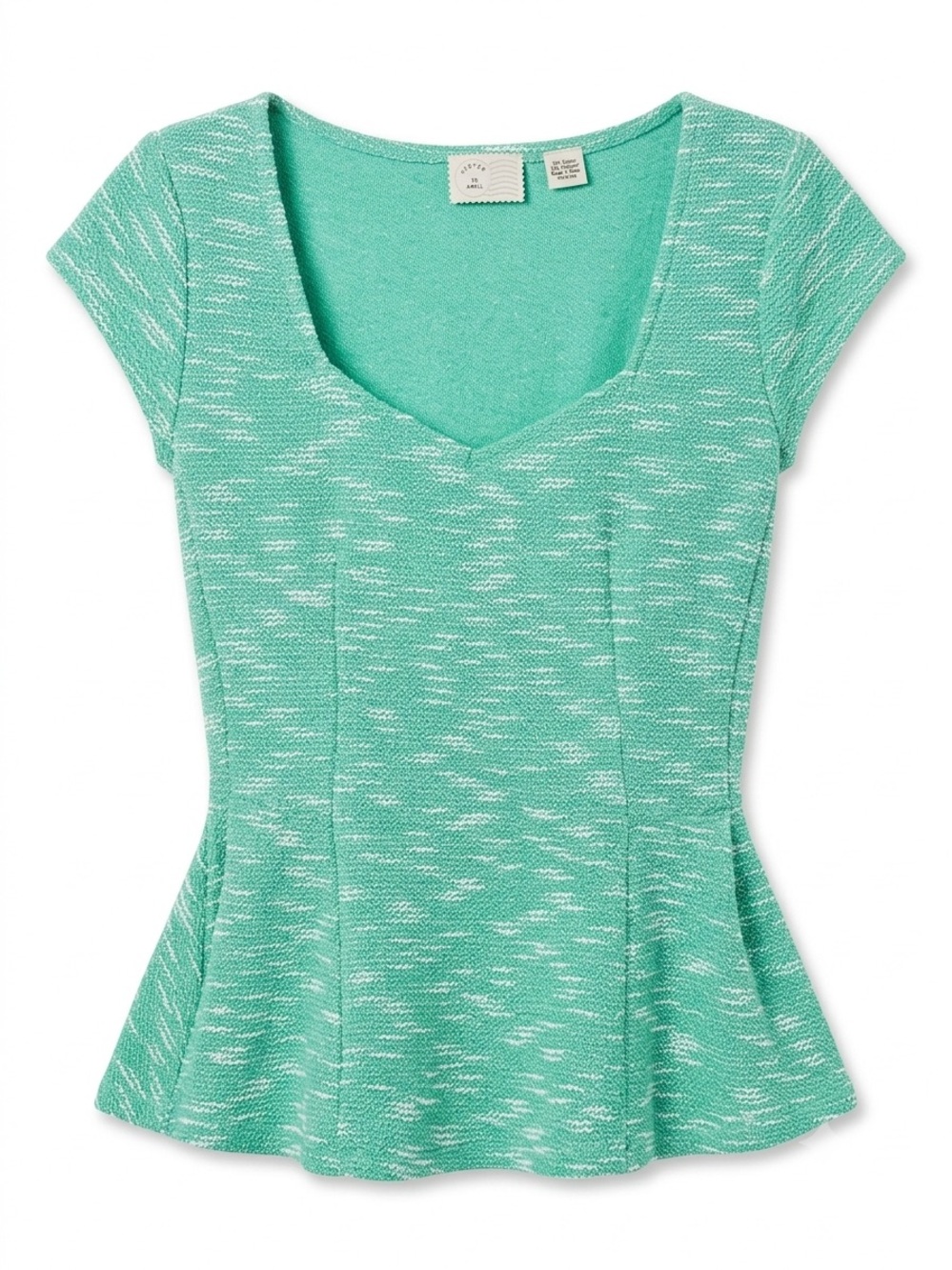 Anthropologie Green Textured Women's Peplum Top